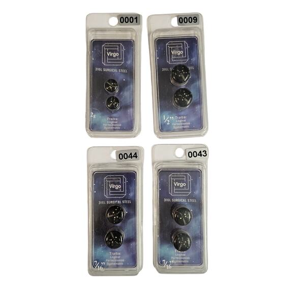 VIRGO Constellation Zodiac Ear Jewelry Plug 316L Surgical Steel Bundle Lot of 7 - Picture 1 of 6